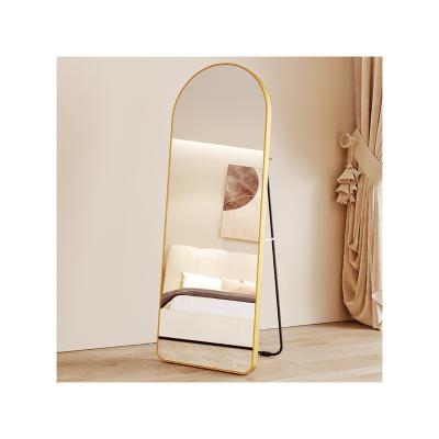 China Contemporary Arch Long Full Length Large Bedroom Living Room Home Decor Floor Standing Miroir Gold Aluminum Alloy Glass Mirror Decorative for sale