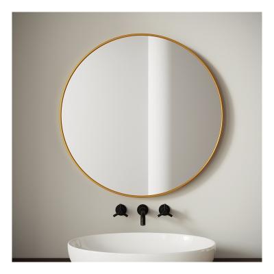 China Minimalist Custom Aluminum Alloy Large Round Black Gold Frame Circle Miroir Spiegel Mounted Bathroom Decor Wall Hanging Mirrors for sale