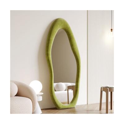 China Durable Home Decor Living Room Modern Spiegel Large Irregular Vanity Miroir Full Length Body Floor Fabric Wavy Wall Floor Mirror for sale