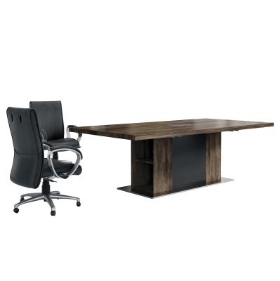 China Regular Eco - Friendly Business Furniture Rectangular Conference Table With Wood Base In Black Walnut for sale