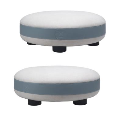 China Removable Cover Nordic Style 2 Color Gray Stool Pouf In Round Hamburger Shaped Stool for sale