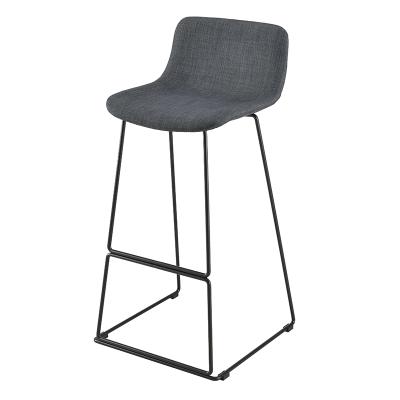 China Scandinavian luxury metal stool black design kitchen counter barstool modern gray fabric high bar chair for sale