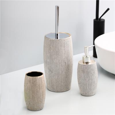 China Viable Modern Luxury Nordic Home Decoration Pieces Ceramic Gold Style Soap Dispenser Bathroom Sets for sale