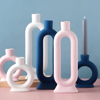 China ECO-frendly home colorful unique creative nordic modern decorative table ceramic candle holder wedding wedding candlesticks for candles for sale