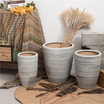 China Wholesale Modern Gray Modern Garden Outdoor Flower Pot Large Size Porcelain Flower Planters Ceramic Pots Yard Floor For Plants for sale