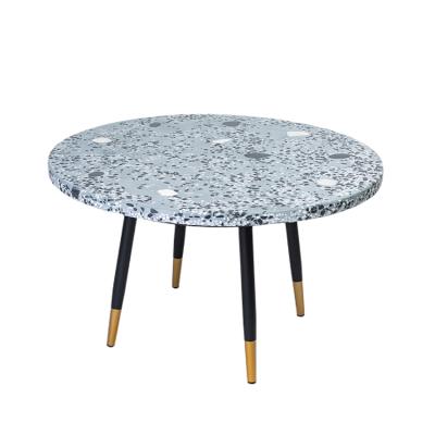 China 2020 Tea Coffee Furniture Modern Decor Ceramic Blue Elegant Modern Table Vase Round Terrazzo Coffee Table For Living Room for sale