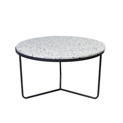 China Wholesale Modern Home Decor Ceramic White Vase Terrazzo Stone Coffee Round Coffee Tea Table Eco-friendly Furniture Eco-friendly for sale