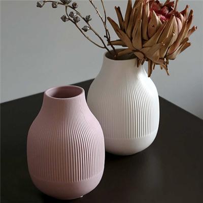 China Eco-friendly Ceramic Vase 2021 Table Top Art Colorful Indoor Textured Pink Vase Set Home Decor Nordic Modern Ceramic Flower Vases For Wedding Centerpiece for sale