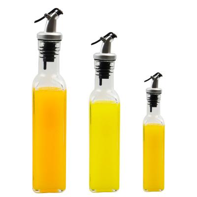 China Wholesale 4oz 8oz 16oz 100ml 250ml 500ml Frying Oil Soy Sauce Vinegar Glass Bottles With Spout Cap for sale