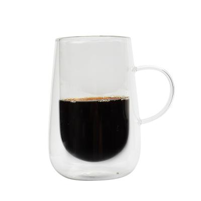 China Chemical Wholesale 380ml Double Wall Clear Glass Coffee Mugs, Mups Mugs for sale