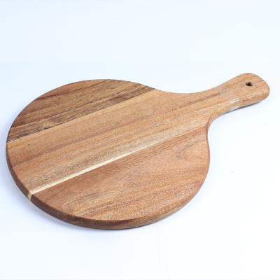 China CLASSIC Round Acacia Wood Cutting Board with Handle Pizza Serving Boards for Cheese Fruit Meat Vegetable for sale