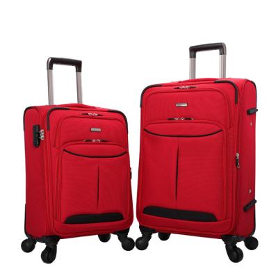 China 2022 mala de viagem polyester honeymoon soft trolley case bordo OEM/ODM polyester shell luggage set upright suitcase with spinner wheels for sale