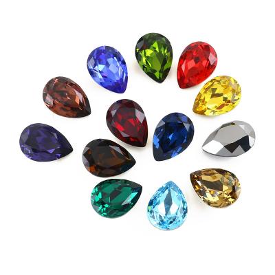 China High Quality Teardrop Glass Crystal Pointback Rhinestones Diy Jewelry Accessories Special Shaped Nails Pastemanicure Material for sale