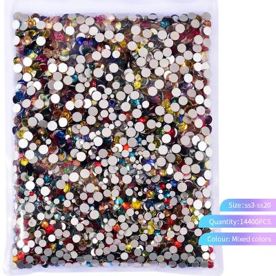 China Wholesale 14400 Size Mixed Flatback Flatback Glue On Large Crystal Nail Art Diy Stick Glass Package Rhinestone Drill for sale