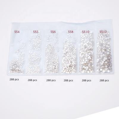 China High Quality Flatback Crystal Glass Flat Bottom Nail Drill Six Sizes Mixed Around Mobile Phone Shell Sticker DIY Fake Stone Drill for sale