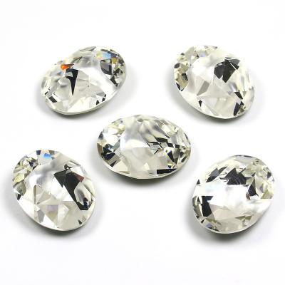 China High Quality Fancy Shiny Rhinestone Pointback Glass Pointback Diamond Oval Crystal ab Strass For Wedding Dress for sale