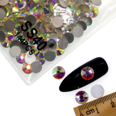 China Flatback SS2-50 ab Color Flat Bottom Drill Transparent White Fake Stone Round Crystal Glass Drill Nail Art Jewelry for sale