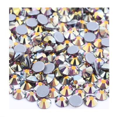 China 10 12 16 20 30 Round Glass Amethyst ab Crystal Hot Fix Glass Rhinestone Flatback SS6 8 Stone Hotfix Iron On For Crafts for sale