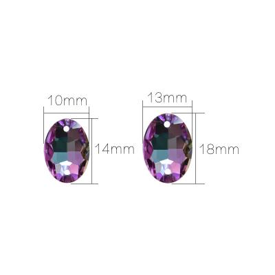 China New Pointback Oval Pointback Sew On Rhinestone Crystal Glass Double Hole Drill Wedding Shoe Accessories Cell Phone Decoration for sale