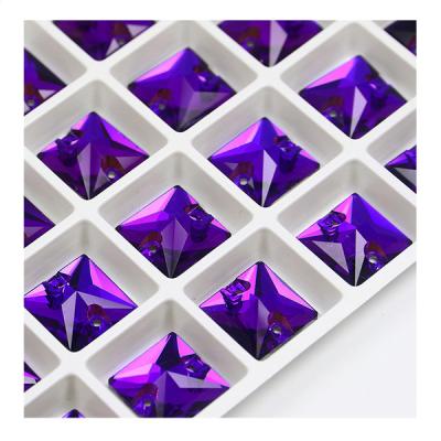 China High Quality Flatback Square Hand Sew On Drill Rhinestone Double Hole Drill Glass Crystal For Diy Clothing Shoes Bags for sale