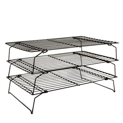 China Wholesal Viable 3 Layers Stackable Wire Rack Cooling Baking Biscuit Rack Baking Tray Pizza Bread Baking Rack Oven for sale