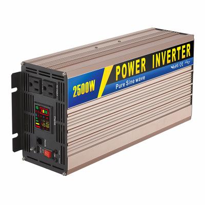 China 2500w 12v 24v dc to ac 110v 220v 2500 watt pure sine wave power inverter with 5V 2.4A Usb 44X17X10.5cm(LXWXH) for sale