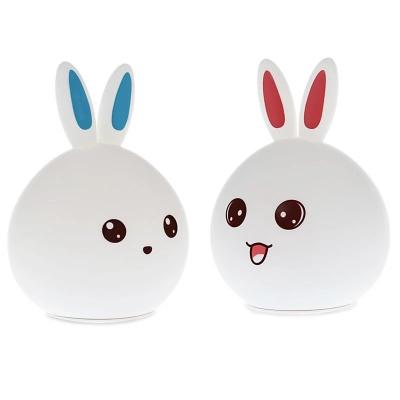 China Modern Mood Lamp with Touch Sensor Rabbit Night Light 7 Color Battery Silicone Night Light for Baby for sale