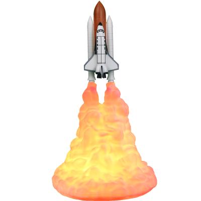 China USB Rechargeable PLA 3D Printing Rocket Lamp Space Shuttle Lamp Night Light Hot Sale Mini Room Size for sale