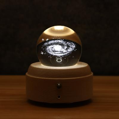 China Custom 3D Eco-friendly Rotating Crystal Ball Music Box With Projection For Kid's Night Light for sale