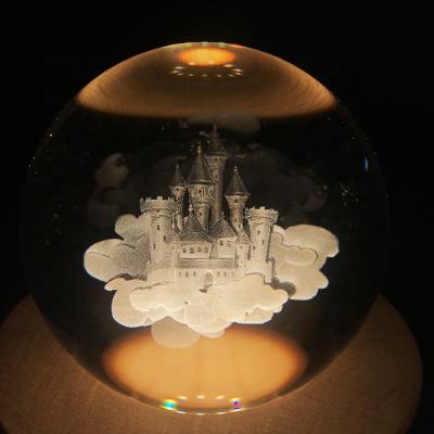 China Modern 3D K9 Crystal Ball Music Box Table Night Lamp For Home Party Birthday Gift for sale