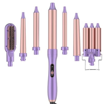 China Factory Good Quality Automatic Curling Ulelay 7 in 1 Curling Iron Wand Set Hair Straightener Brush Up Barrels Interchangeable Ceramic Hair Curler for sale