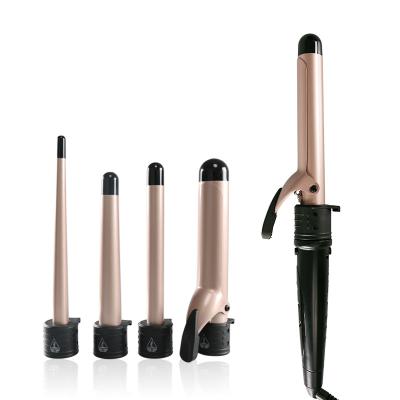 China Brand New Universal Interchangeable Barrels Black/Rose Gold Curling Iron Set For Hair Styling for sale