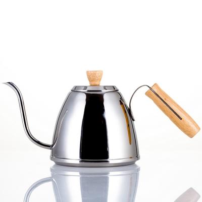 China Sustainable Stainless Steel Hand Drip Coffee Kettle With Wooden Handle for sale