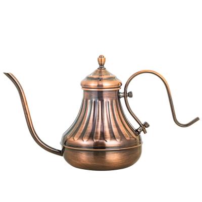 China WITH LID emboss stainless steel-copper pour over coffee hand drip kettle for sale