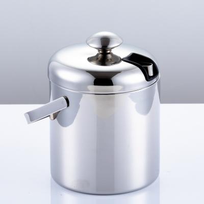 China Sustainable 1.2L Stainless Steel Double Wall Insulated Ice Bucket With Lid And Ice Tongs for sale