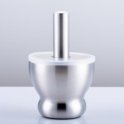 China Viable Classic Crusher Pill Crusher Set Stainless Steel Mortar and Pestle Grinder Spice with Lid and Anti Slip Base for sale