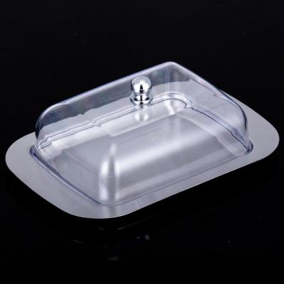 China Sustainable Stainless Steel Butter Dish With Plastic Lid for sale