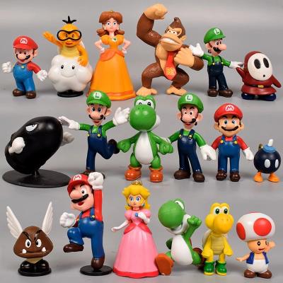 China Cartoon Toy 18Pcs/Set SuperMario Bros PVC Action Numbers Toys Model Cartoon Dolls for sale