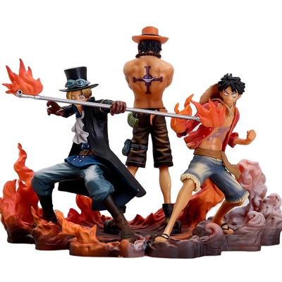 China Cartoon Toy Anime One Piece D Luffy Ace Sabo Three Brothers Set PVC Action Figure for sale