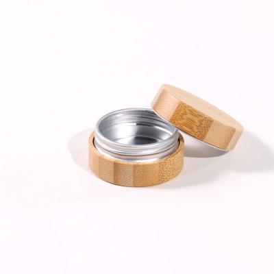 China 15g 50g 100g Cosmetic Packaging Container Metal And Bamboo Metal Tin Can for sale