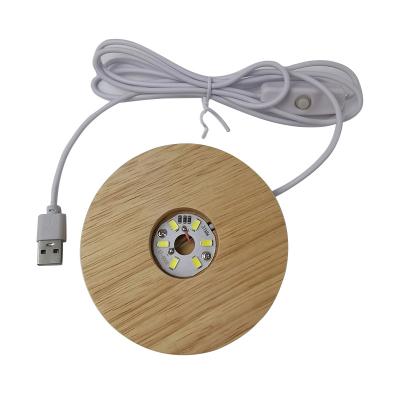 China Wholesale Small Round USB Switch LED Night Light Manufacturer Modern Solid Wood Bass Light for sale