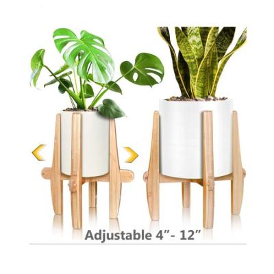 China Mi Modern Bamboo Plant Stand, 4-12 Inch Adjustable Natural Bamboo Plant Stand for sale