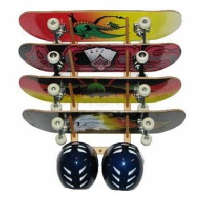 China HOME MINISTRY Bamboo Wooden Skateboard Display Rack Holds 4 Surfboard Rack for sale