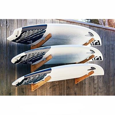 China HOME MINISTRY Longboard Skateboard Hanging Wall Bamboo Surf Rack Stands 3 Boards for sale