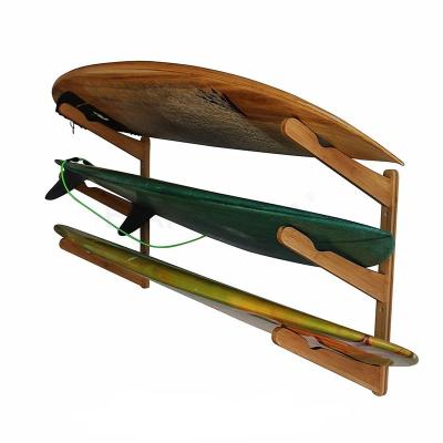 China HOME MINISTRY Triple 3 Board Surfboard Skateboard Surfboard Bamboo Surf Rack For Wall Display For Longboard Shortboard for sale