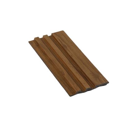 China Modern Rust Proof Easy Install Wood Grain Texture Polyester Fiber Wall Grooved Panel for sale