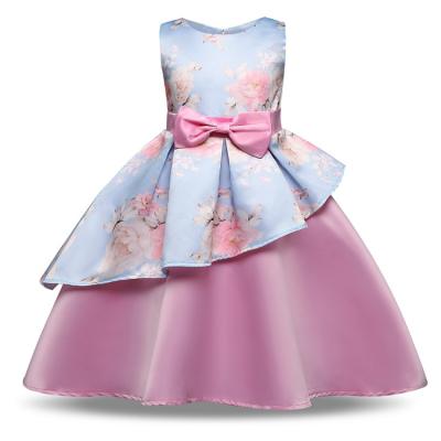 China 2019 Anti-wrinkle Luxury Girls Prom Dress Satin Printed Formal Dress Evening Make Up Party. for sale