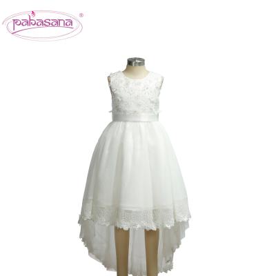 China Pabasana Breathable Luxury Sleeveless White Equalizing Satin Girl's Wedding Dress for sale