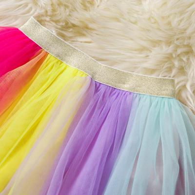 China New Style Birthday Unicorn Rainbow Dress Girl Princess Dress Low Price Cartoon Breathable Gauze Skirt for sale