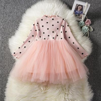 China Wholesale Spring Sportswear Breathable For Baby Cotton Ruffle Sheath Long Dots Boutique Dress for sale